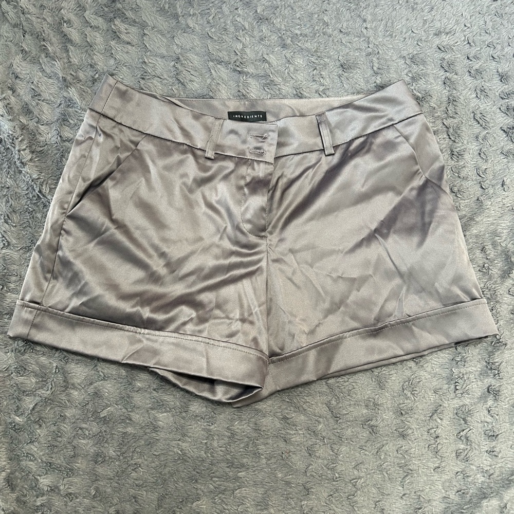 Gray satin Shorts with Relaxed Fit